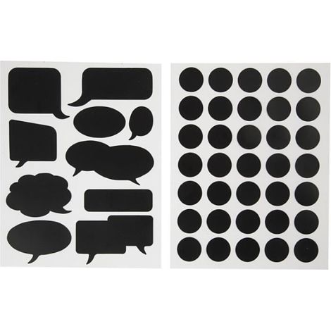 Autocollants - Creativ Company - CC Krijtbord Stickers - Noir - Vinyle - 2 vel