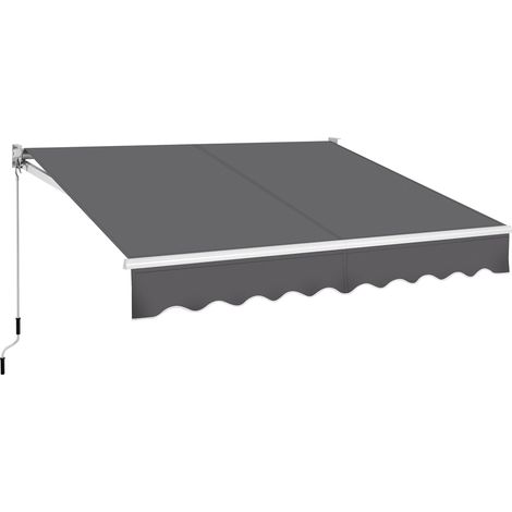 Yaheetech Auvent Rétractable de Contrôle Manuel 250 x 200 cm Auvent d'entrée et de Fenêtre avec Protection Solaire Auvent Réglable pour Balcon Terrasse Café Restaurant Gris Foncé