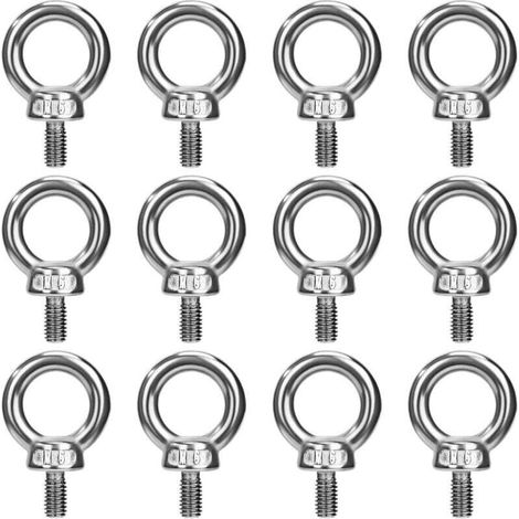 Boulons à Oeil M6 Anneau de Levage Boulon à œil Anneaux Filetage Vis en Acier Inoxydable 304 pour Fixer des Suspendus Relier 12 Pièces (1/4)