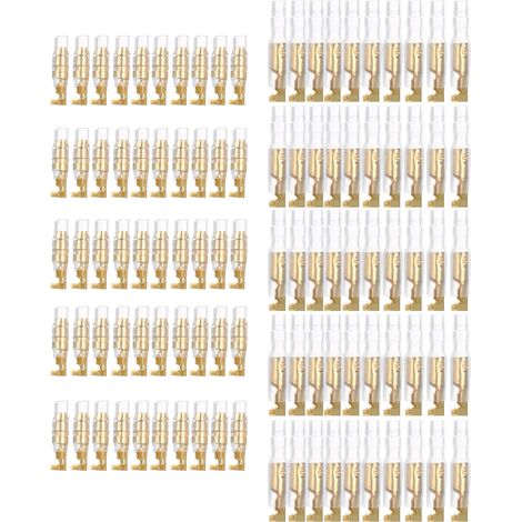 Kit 200 Bornes Électriques Connecteurs Bullet 4,0 mm Laiton Mâle Femelle Manchons Isolants pour Voiture Camion Moto (1/4)