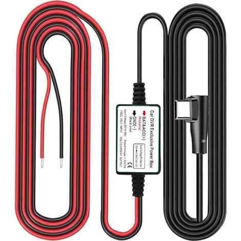 Dash Cam Wiring Kit, USB Type C Port Car Charger Cable Kit DC 12V - 24V to 5V/2.5A Max with Fuse, Low Voltage Protection for Dash Cams (1/5)