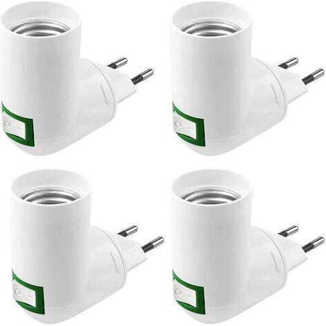 Pair - 4 Pièces Douille E27 avec Interrupteur Douille de Chantier AC 220V Douille Electrique pour Adaptateur E27 Lampe de Cuisine Murale Support Ampoule LED (Blanc) (1/5)