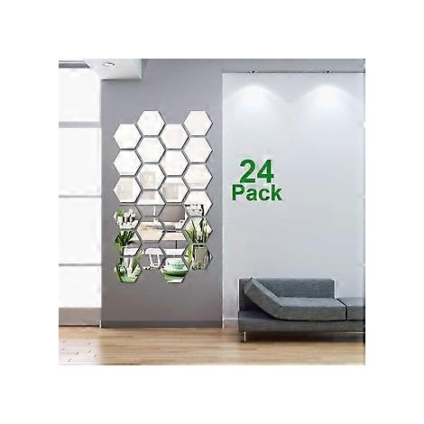 24 carreaux de miroir - stickers muraux miroir - Miroir mural - stickers miroir - Sticker miroir - Miroir de porte - Miroir adhésif - Stickers muraux - Il (1/5)