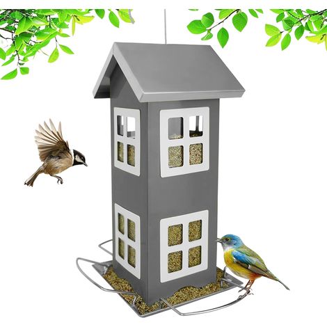 Casa de pájaros colgante de metal con techo desmontable