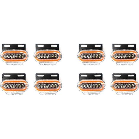 Lot de 8 feux de position latéraux à LED 24 V, clignotants, feux arrière, 3 modes, pour camions, remorques et poids lourds (QAQ). (1/5)