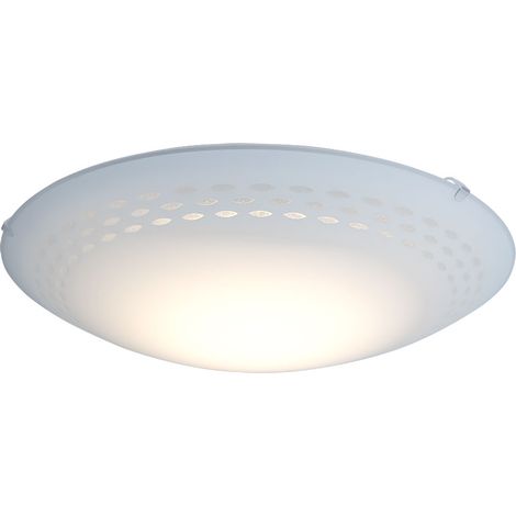 Deckenlampe Wohnzimmerleuchte LED Deckenleuchte, Metall weiß, Glas satiniert, 16W 1600lm warmweiß, DxH 39,5x10 cm, Eglo 93277 (1/2)