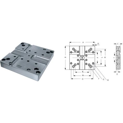 Röhm Plaque de base standard GP, 290x270avec tour DUO avec étau compact NC, pour RKE 125 / RKE-M 125 / RKD-M 125 - 164020 (1/4)
