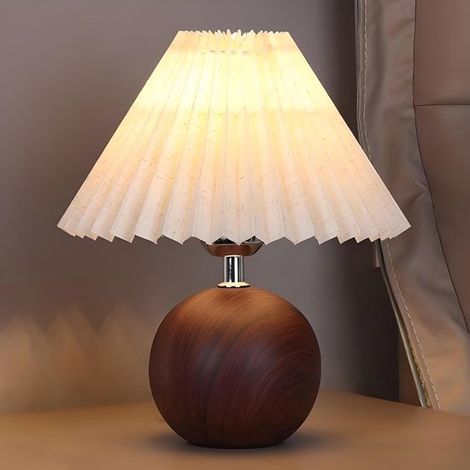 Lámpara de mesa, Lámpara táctil, Lámpara LED regulable, Pantalla plisada, Lámpara de escritorio, Luz nocturna infantil, Sala de estar, 9W, Marrón (1/5)
