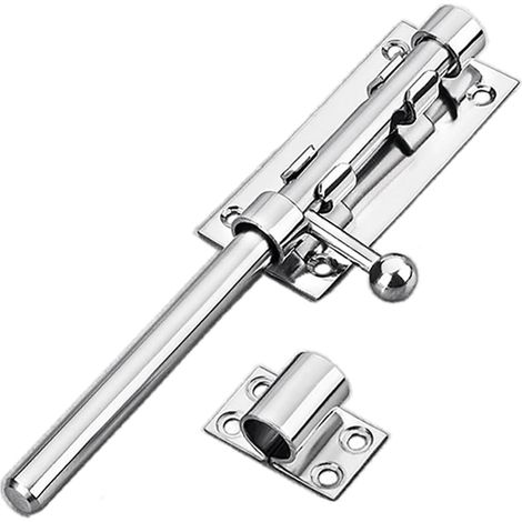 Verrou de porte coulissante robuste avec trou de cadenas, acier inoxydable 304, loquet de sécurité à barillet de sécurité, 12 mm de diamètre, 196 mm en acier inoxydable (1/5)