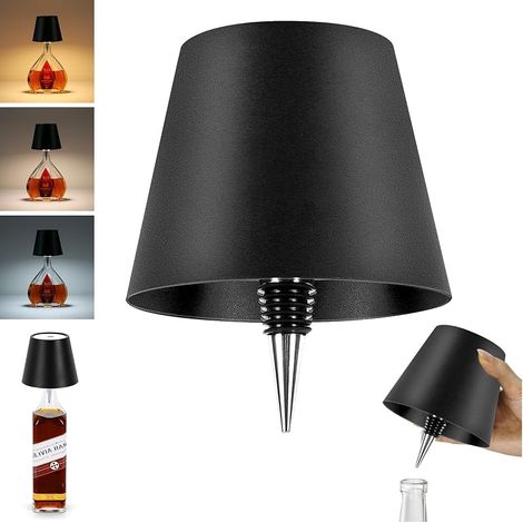 Lampe bouteille sans fil, 3 couleurs à intensité variable, lampe de bouteille de vin intégrée, lampe de bureau rechargeable par USB pour bar, restaurant, salon, chambre à coucher et décoration (1/5)
