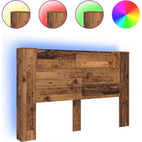 Cabecero de almacenamiento con LED Madera envejecida 160 cm vidaXL (1/5)