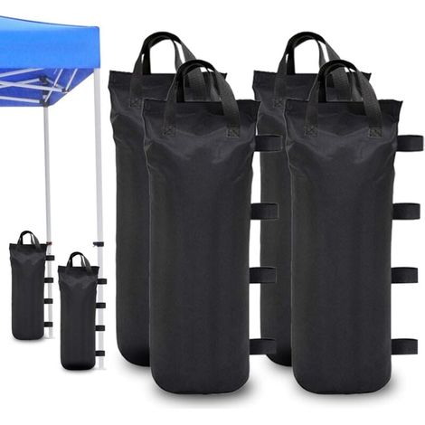 Sacs Lest Sable pour Tentes Barnum Pliant Poids Lesté pour Tonnelle,Noir 4 Pièces/Ensemble，Sac lestage Sable（Noir Sac de Sable） (1/4)
