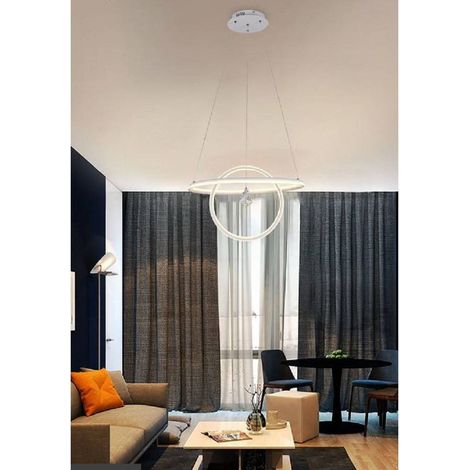 TRADE SHOP - Lampadario Led 70w Lampada 2 Anelli Cristallo Luce 6500k 3000k 4000k Moderno A52 - -Bianco Caldo      -