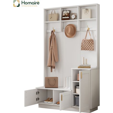 Étagère en tissu blanc avec rangement 120 x 40 x 200 cm HOMAIRE (1/5)