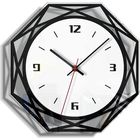Horloge ronde moderne de 30 cm, horloge décorative transparente, horloge silencieuse à piles, pour chambre, café, salle de classe (1/5)