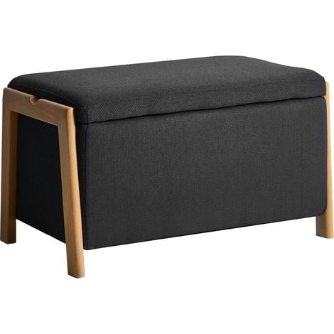 Storage Bench Black Fabric Upholstery Modern Design Glam Style Living Room Bedroom EDLAND (1/5)