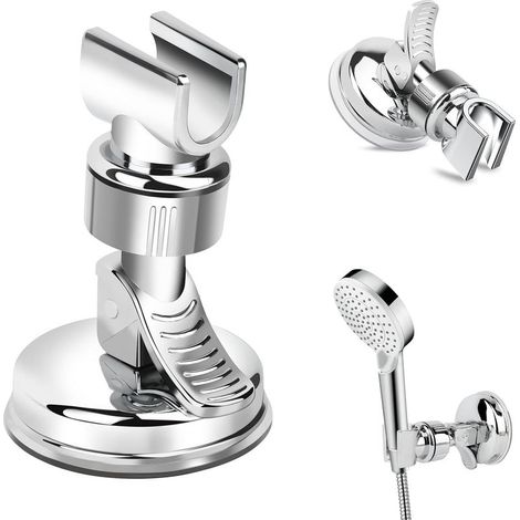 Support de douche à main remplaçable，Support Pommeau de Douche à Ventouse Sans perçage, Support Douchette Réglable, Universel avec Ventouse，pour Accessoires de Salle de Bain (1/5)
