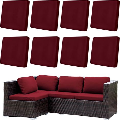 Housses de Coussin d'extérieur Extensible Doux Couleur Unie Lot de 8/12/14 Housses Coussin de Siège Canapé de Remplacement pour Salon de Jardin, Meubles de Terrasse (Bordeaux,8 pièces) (1/5)