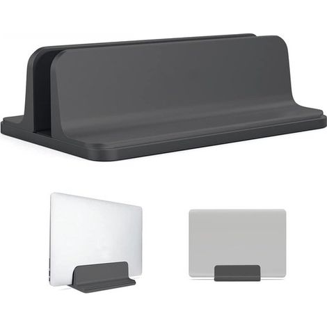 Supporto verticale per laptop, supporto da scrivania verticale con base regolabile, supporto per laptop adatto a tutti i notebook, MacBook, Surface e tablet da gioco, nero. (1/5)