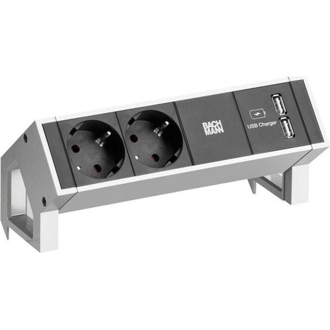Bachmann DESK2 multiprise blanche avec chargeur USB (1/2)
