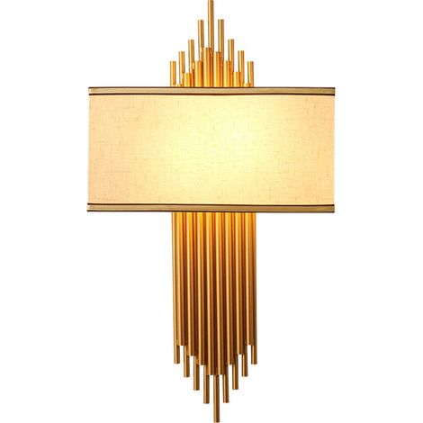 Chalette - Lampada da parete 65 cm, 2xE14, verniciato oro chiaro + paralume bianco (1/5)