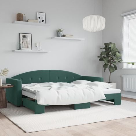 Sofá cama nido terciopelo verde oscuro 80x200 cm vidaXL (1/5)
