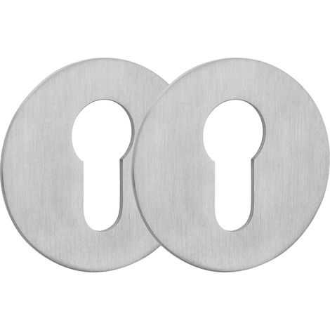 SOTECH selbstklebende Edelstahl Tür-Rosette - 2 Stück Kleberosetten rund Ø 55 mm Edelstahl Satin für Schlösser mit Profilzylinder