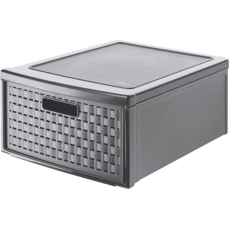 Rotho Schubladenbox Country groß, 19,2 L anthrazit Schubladenbox