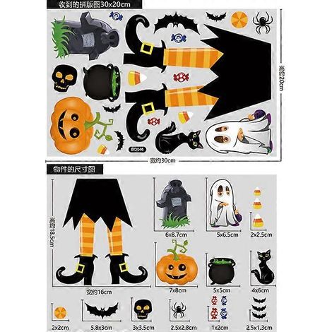 Autocollant de fenêtre d'Halloween - Décoration de vitrine - Fantôme/Zombie - Décoration statique pour fête d'Halloween