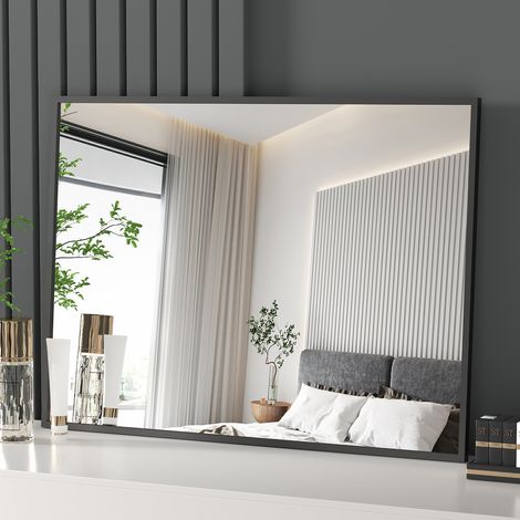 Heilmetz Decorative Wall Mirror Simple Wall Mounted/Desktop Mirror Aluminium Frame Black 60×80 cm (1/5)