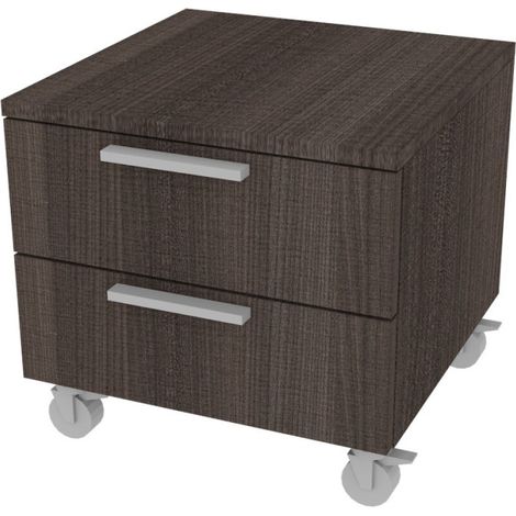 Cassettiera 2 cassetti - Design moderno, chiusura rallentata - Olmo jerez scuro