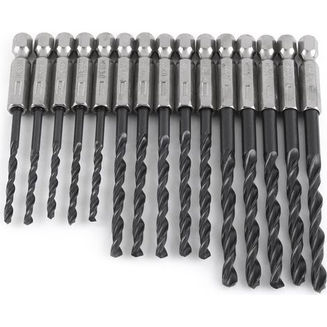 15 pièces Mèches HSS à Queue Hexagonale 3/4/5mm pour Perceuse Bois et Métal (1/5)