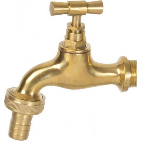 Robinet de Jardin 1/2 po - Laiton - Raccord Cannele - Pratique et Durable - D-Work (1/2)