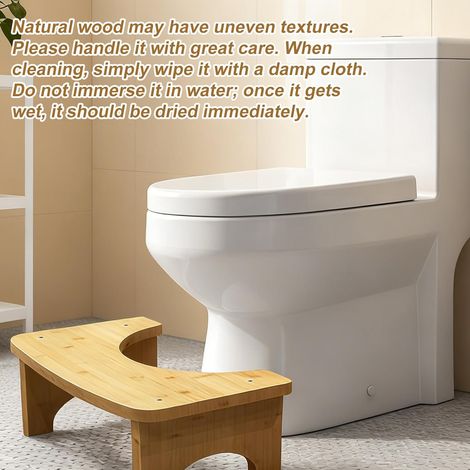 Tabouret WC en bois pour adultes et enfants - 37 x 20 x 17 cm - Ergonomique - Pour une meilleure marche - Antidérapant - Pour salle de bain - Bois (1/2)