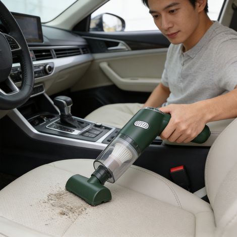 Aspirateur d'auto sans fil puissant 10000Pa 120W portable rechargeable pour maison bureau avec filtres lavables - ABS matériau 17.5cm/6.9in, 4000mAH batterie 30 minutes utilisation, incl. large/brosse (1/5)