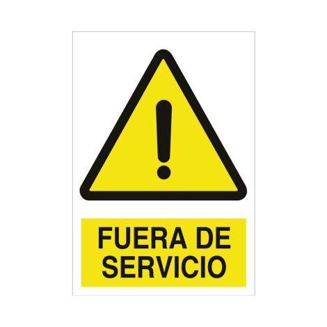 Señal adhesiva 148x105mm con imagen de advertencia "fuera de servicio" (1/2)