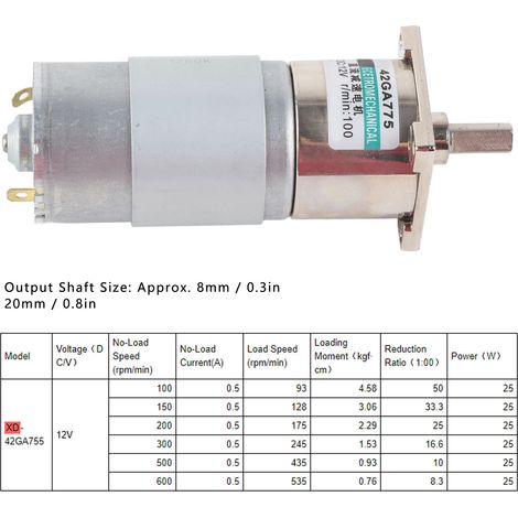 Moteur DC 12V XD42GA755 100tr/min, petit moteur à courant continu à aimant permanent, basse vitesse, sens horaire/antihoraire, support de montage pour contrôle sportif. (1/5)