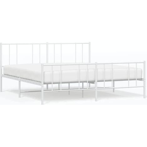 Maison Exclusive - Cadre de lit métal sans matelas et pied de lit blanc 193x203 cm (1/5)
