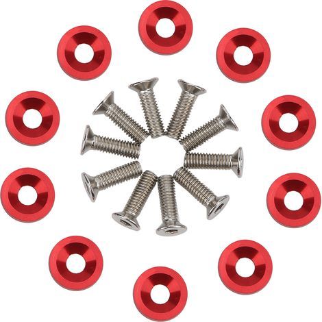 Kit d'habillage de baie de moteur de voiture, boulons de capot M6, rondelles rouges, Modification, entretien, 10 jeux (1/5)