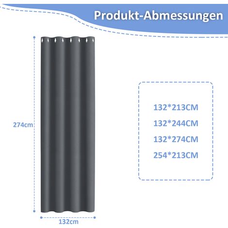 Randaco 1 Stück Outdoor Vorhang 132 x 274cm Gardinen Outdoorvorhänge Blickdicht mit Ösen, Garten Patio Balkon Wasserdicht, Dunkelgrau (1/4)