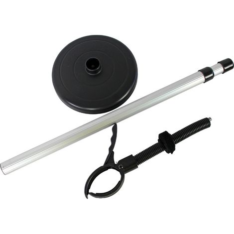 Soporte para secador de pelo de aleación de aluminio, giratorio 360°, con asas y base con peso, altura regulable.