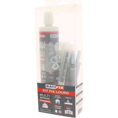 Kit scellement chimique Lourd 165ML - 4 Tamis 16X130 - 4 tiges filetées 10X160 - 4 écrous - 2 canules mélangeuses (1/3)