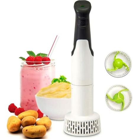 Mélangeur À Main Électrique 3-en-1 - Idéal pour Faire du Houmous, du Guacamole Et des Purées - Blender À Immersion Multifonctionnel pour Le Broyage des Aliments Cuits (1/5)