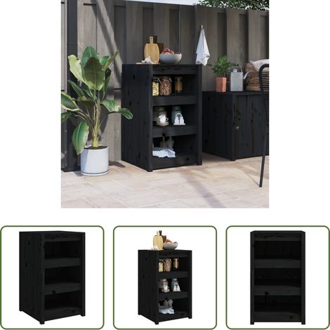 Cuisine extérieure - Armoire de cuisine d'extérieur MEPPEL noir 55x55x92 cm bois pin massif (1/5)