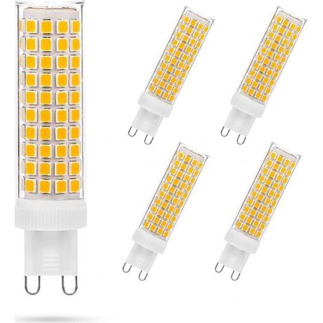 G9 ampoule LED 10W, 100W G9 ampoule halogène équivalent, 1200LM, AC 100V-265V, chaud blanc 3000K, ampoules G9 non dimmables pour l'éclairage domestique, 5-Pack (1/5)