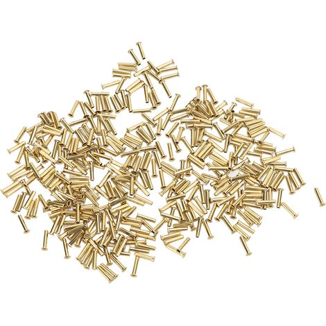 500 rivets à tête traversante pour tubes unitaires, 65 rivets creux en cuivre, rivets traversants, raccords en cuivre, œillets, boucles, passe-câbles, 2,32 x 11 x 3,8 mm (1/5)