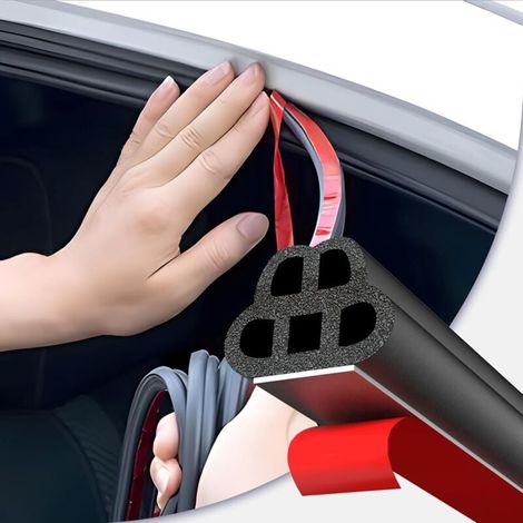 Bande d'étanchéité universelle auto-adhésive pour portières de voiture (5 mètres), bande d'étanchéité en caoutchouc double couche insonorisante avec 5 trous, convient aux voitures, camions, SUV et cam (1/4)