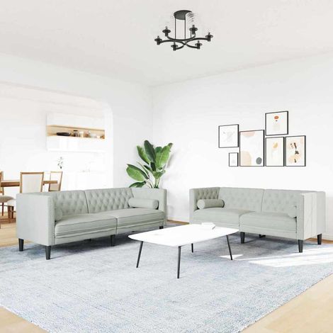 Wohnzimmer Couch 2 pcs Hellgrau 194 x 74,5 x 70,5 cm Samt