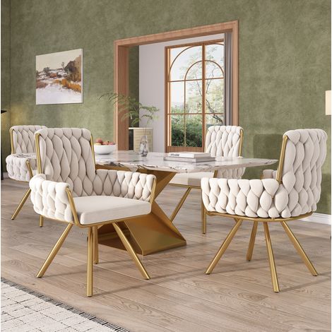 Set 4 sedie girevoli in velluto con braccioli OKMYHOME (1/5)