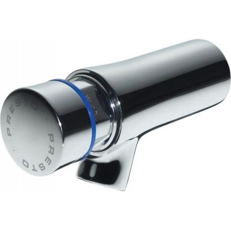 Presto – Robinet poussoir temporisé mural eau froide – Débit 3 l/min – Anti-coup de bélier – Corps laiton chromé – Durabilité 10 ans